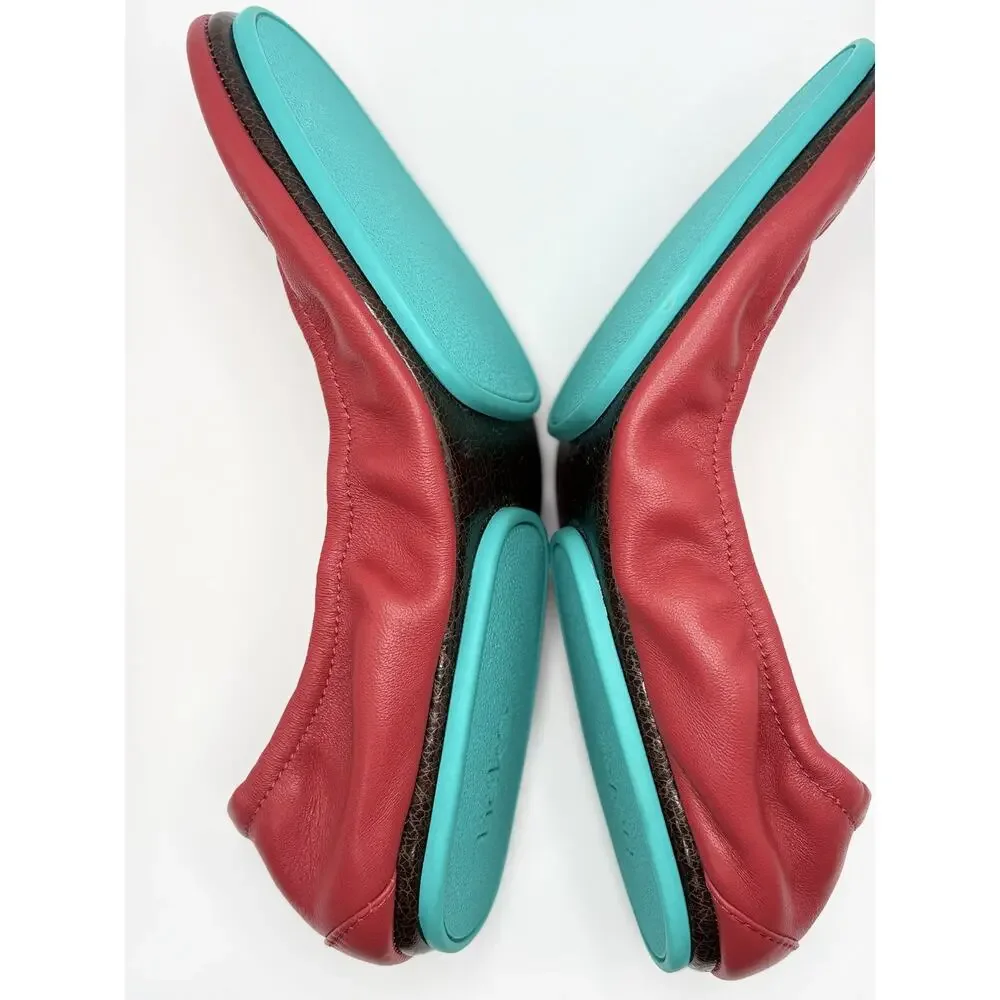 Tieks by Gavrieli Poppy Red Leather Ballet Flats Women's Size 8 Foldable Shoes